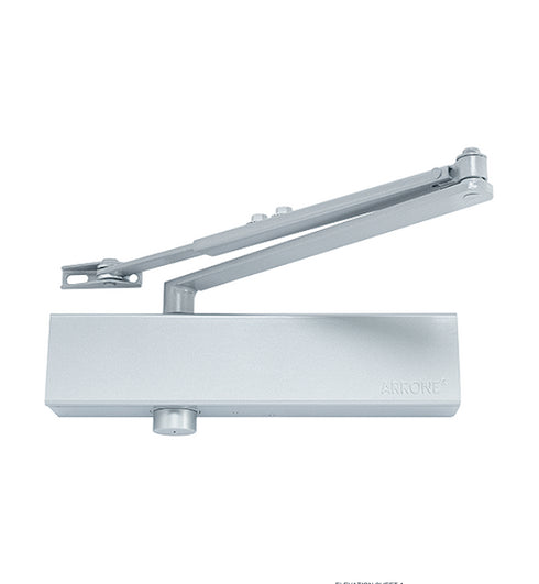 Arrone AR9500SD silver door closer mounted on commercial steel door